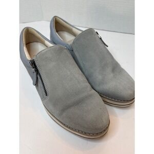 27 EDIT Devlyn Women's 8M Gray Leather Suede Zip Slip On Sneakers Shoes